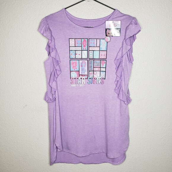 LOL Surprise Girls Sz 14 Ruffle Sleeve Zodiac Tank Top/Tunic, Purple - Picture 1 of 4
